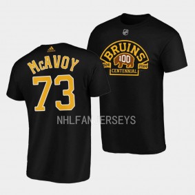Boston Bruins 100th Anniversary Charlie McAvoy #73 Black T-Shirt 2023-24