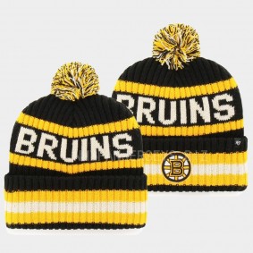Men Boston Bruins Bering Black Cuffed with Pom Knit Hat