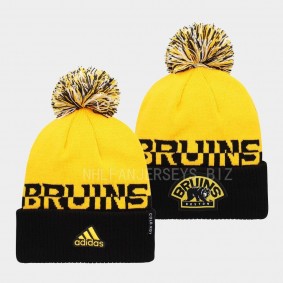 Men Boston Bruins COLD.RDY Yellow Cuffed with Pom Knit Hat