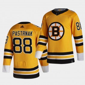 Boston Bruins 2021 Reverse Retro David Pastrnak Gold Authentic Jersey