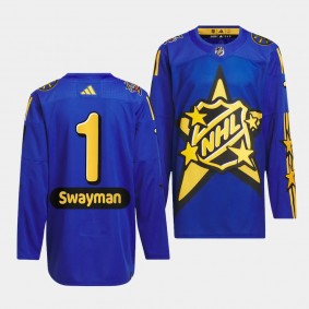 2024 NHL All-Star Game Boston Bruins Jeremy Swayman #1 Blue drew house Jersey