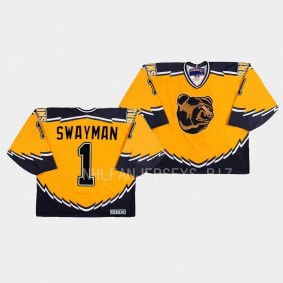 Jeremy Swayman Boston Bruins Throwback Gold #1 Jersey Replica