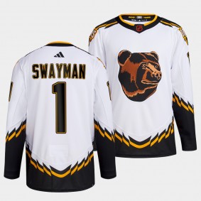 Jeremy Swayman Boston Bruins 2022 Reverse Retro 2.0 White #1 Authentic Primegreen Jersey Men's