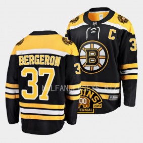 Boston Bruins Patrice Bergeron 100th Centennial 2023-24 Black Home Jersey Men's
